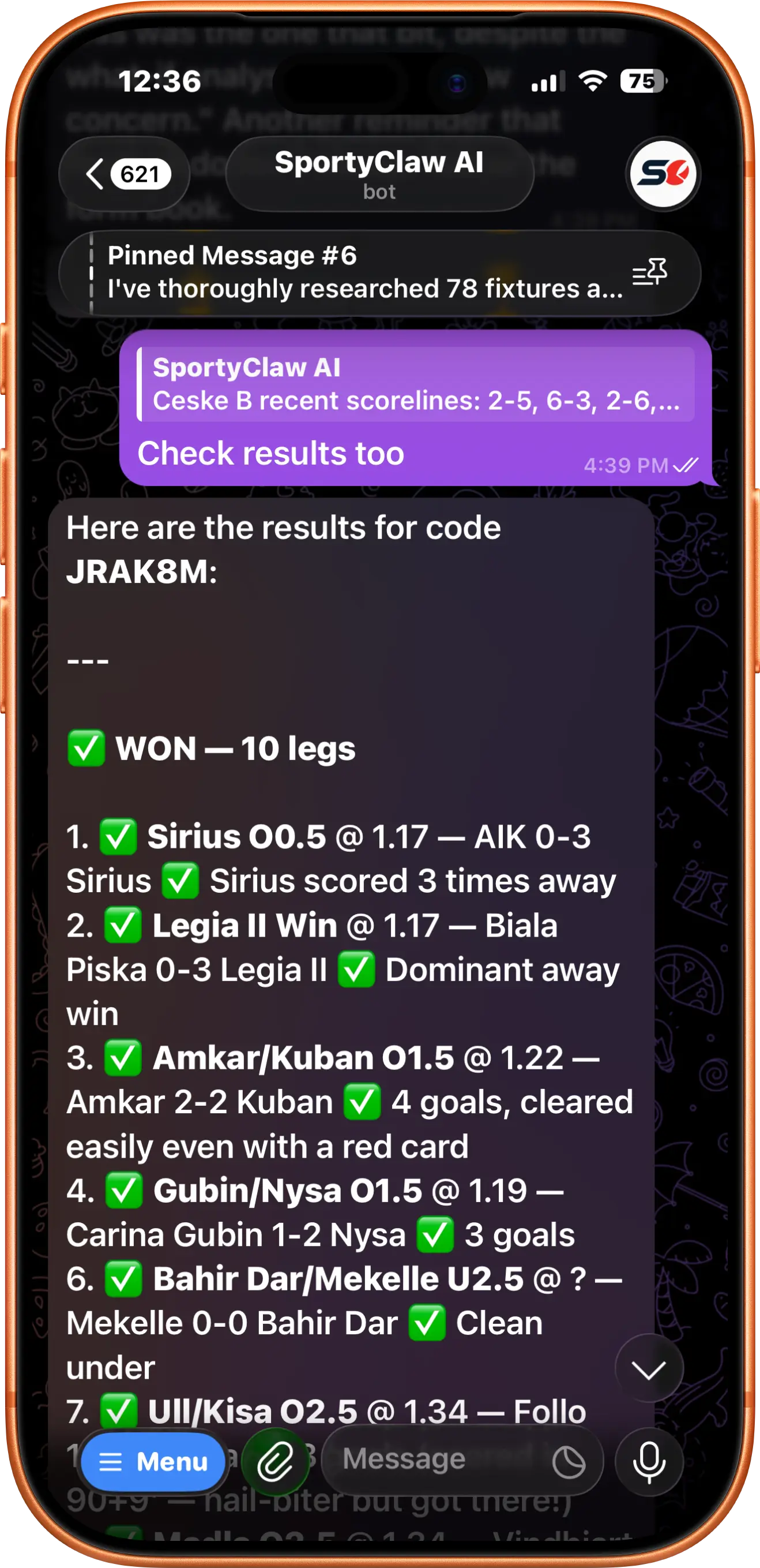 Live results
